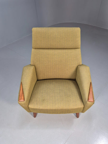 Vintage Mid Century Armchair Danish Original Green Teak Paws 1960s Retro EB8483