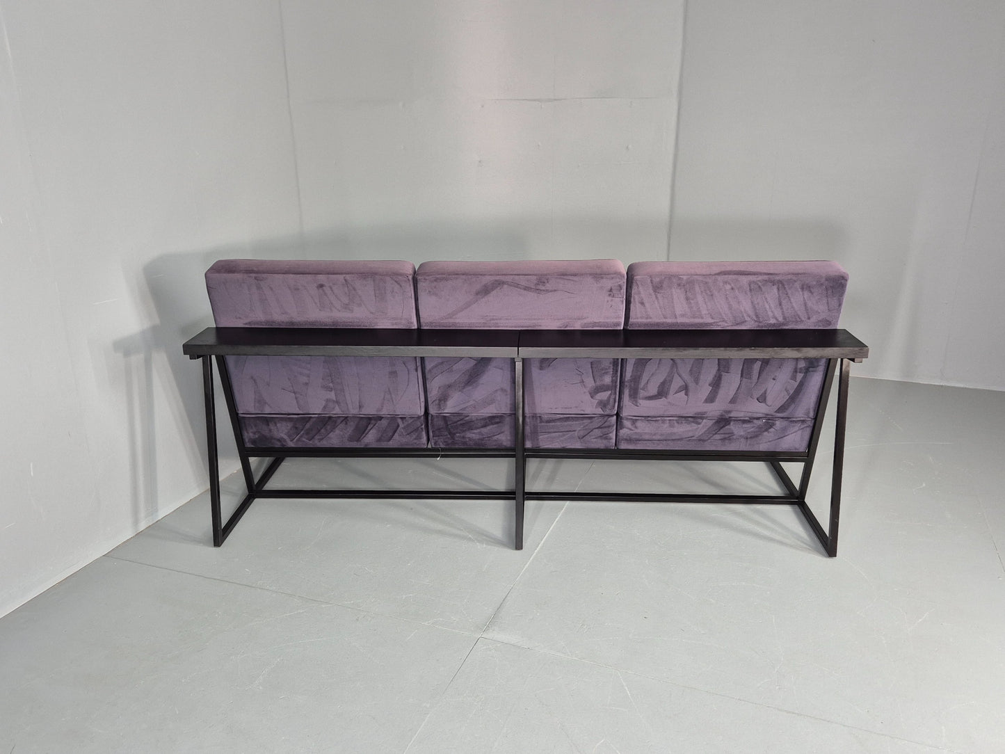 Vintage 3 Seater Sofa Modern Design Orange Box Lossit Purple Velvet  EB12806