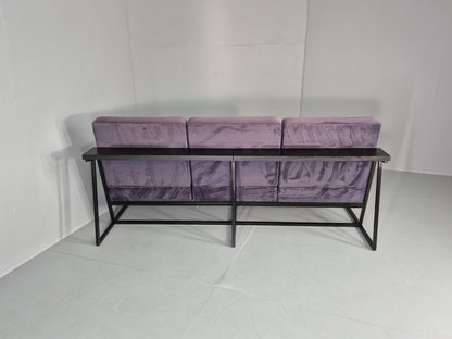 Vintage 3 Seater Sofa Modern Design Orange Box Lossit Purple Velvet  EB12806