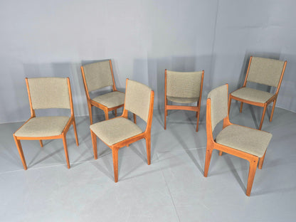 6 Vintage Johannes Dining Chairs Teak Frame 1970s Danish Retro New Seats EB12166