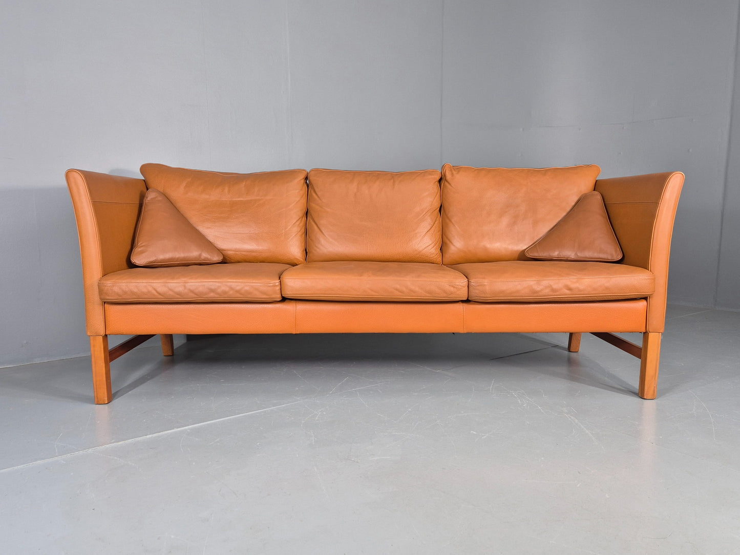 Vintage 3 Seater Sofa Danish Mid Century Skippers Tan Leather Retro  EB10530