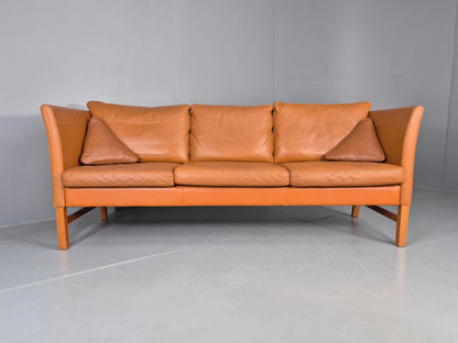Vintage 3 Seater Sofa Danish Mid Century Skippers Tan Leather Retro  EB10530