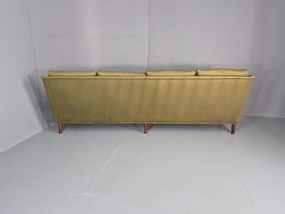 Vintage Mid Century 4 Seat Sofa Green Cotton Upholstery 1960s Retro EB11374