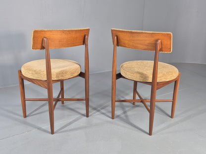 10 Vintage G Plan Dining Chairs Circle Seat Model Teak Frames Chenille EB12027