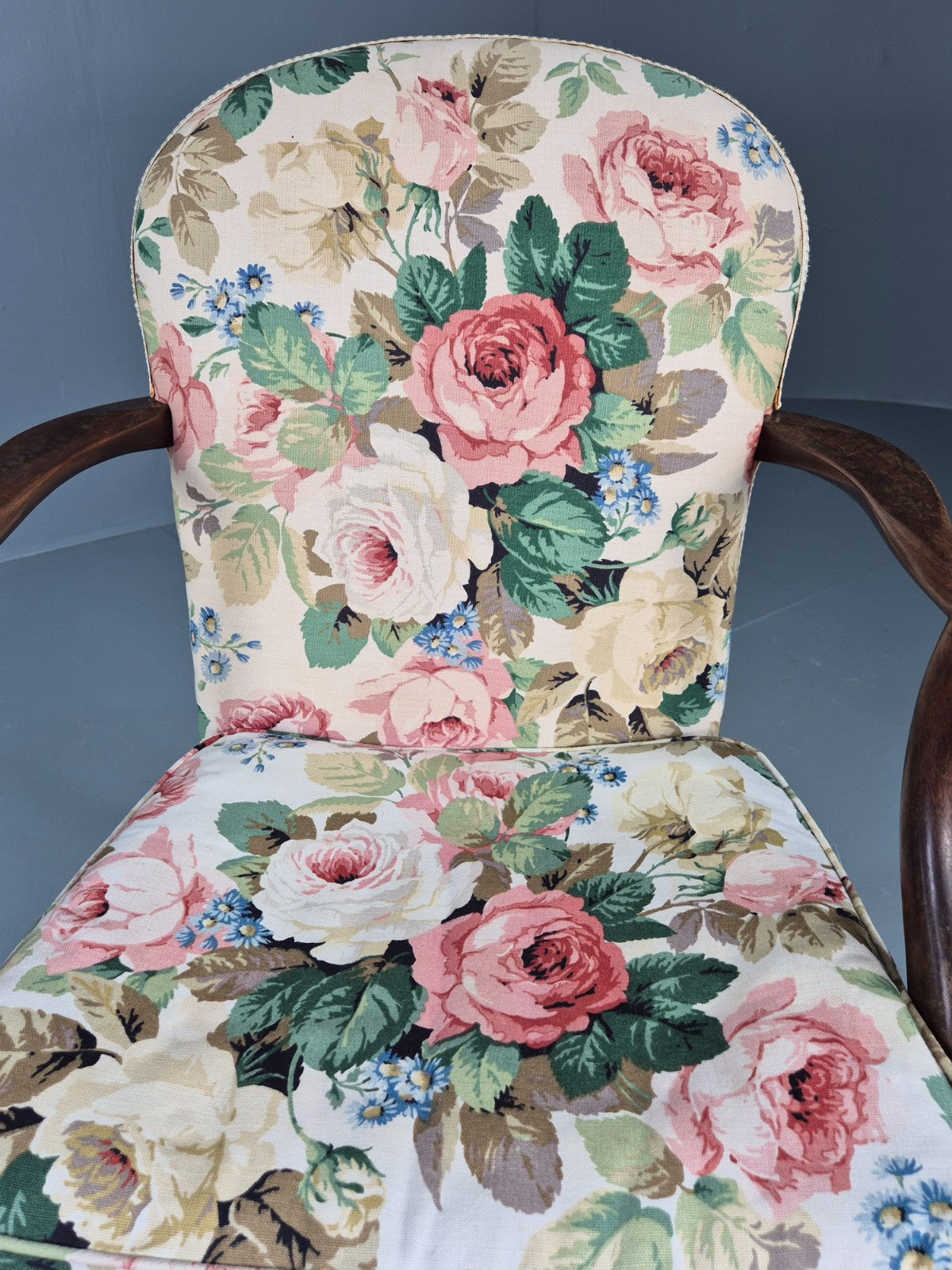 Vintage Parker Knoll Armchair in Floral Cotton Print 1950s Retro EB12536
