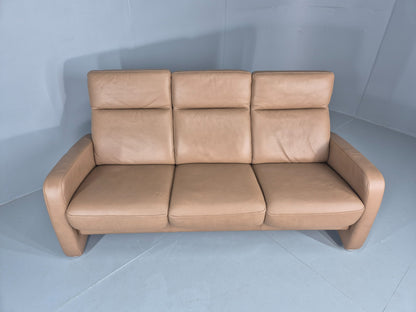 Vintage 3 Seater Leather Sofa Ergoline 1990s Retro Quality Modern Design EB11001