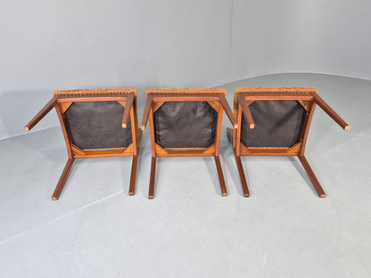 3 Vintage Jentique Dining Chairs 1970s Retro Teak Frames MCM Eb13053