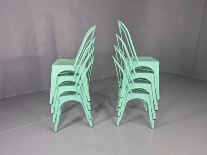 8 Mint Green Tolix Stlye Stacking Chair VG Condition Vintage Industrial EB12578
