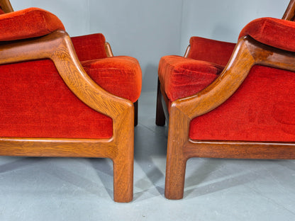 2 Vintage Guy Rogers Lounge Chairs 1970s Mahogany Frame Retro MCM Eb13056