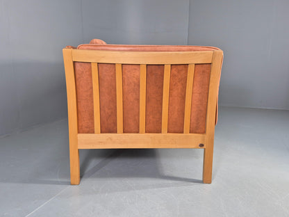 Vintage 3 Seater Sofa Tan Leather Stouby Style 1980s Retro MCM EB10104