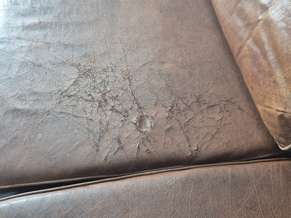 Vintage 3 seater sofa Danish Brown Leather 1970s Mid Century Retro EB10498