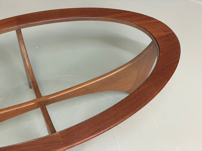 G Plan Astro Coffee Table Oval Teak 1960s Mid Century Vintage Glass Top EB12950