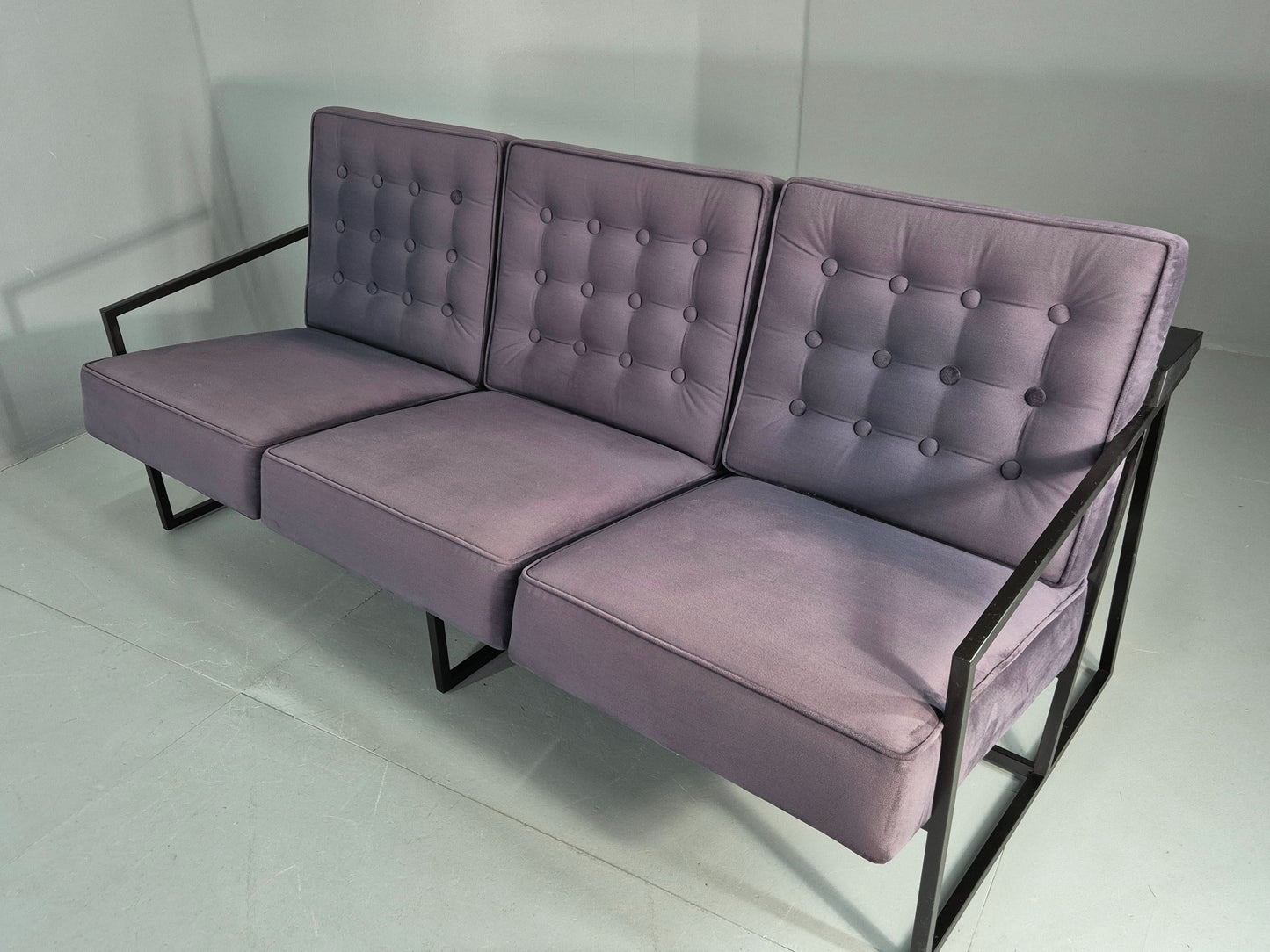 Vintage 3 Seater Sofa Modern Design Orange Box Lossit Purple Velvet  EB12801