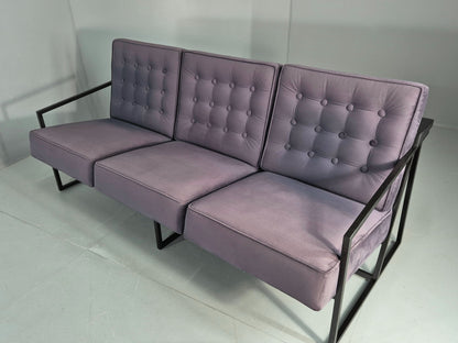 Vintage 3 Seater Sofa Modern Design Orange Box Lossit Purple Velvet  EB12801