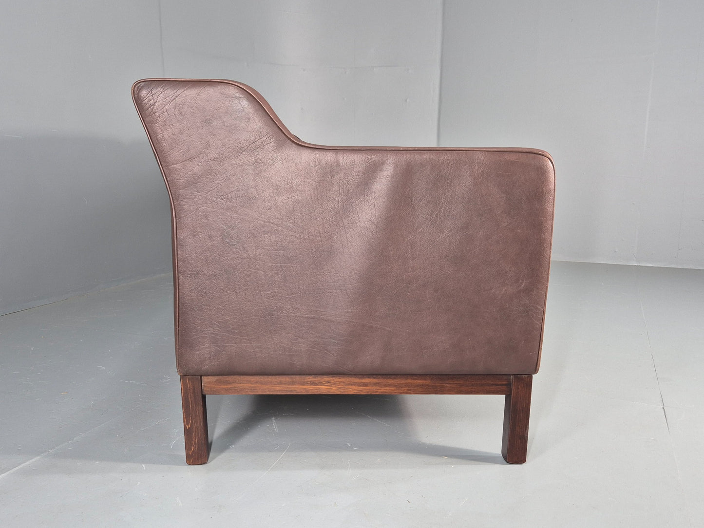 Vintage 3 Seater Sofa Danish Brown Leather Mid Century 1970s Retro EB10069
