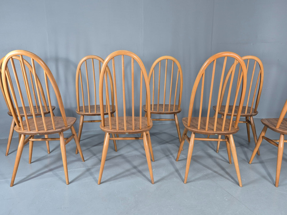 8 Ercol Windsor Quaker Highback Dining Chairs 1970s Retro MCM Eb13054
