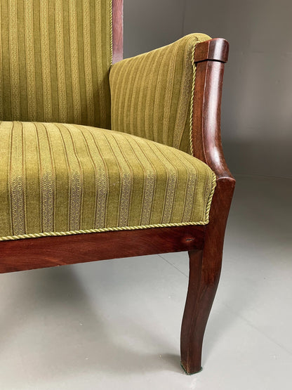 Antique Danish Lounge Chair Throne Type 1900s Green EB04587