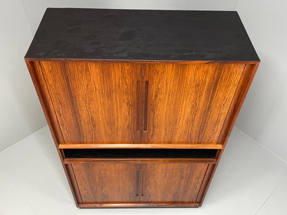 Vintage Danish Wall Unit Mid Century 1960s Tambour Shelving Cabinet Retro 13101