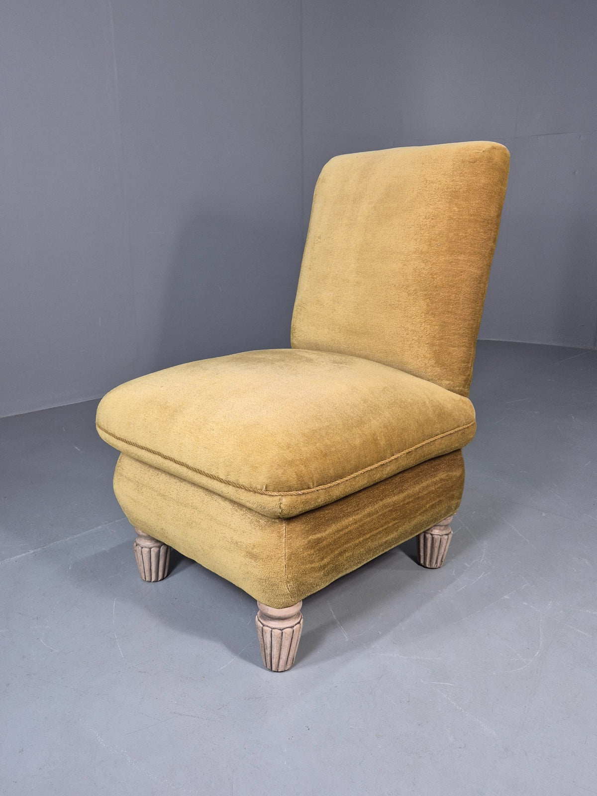 Vintage Danish Cocktail Chair 1930s Gold Velour on Fluted Legs  EB12680