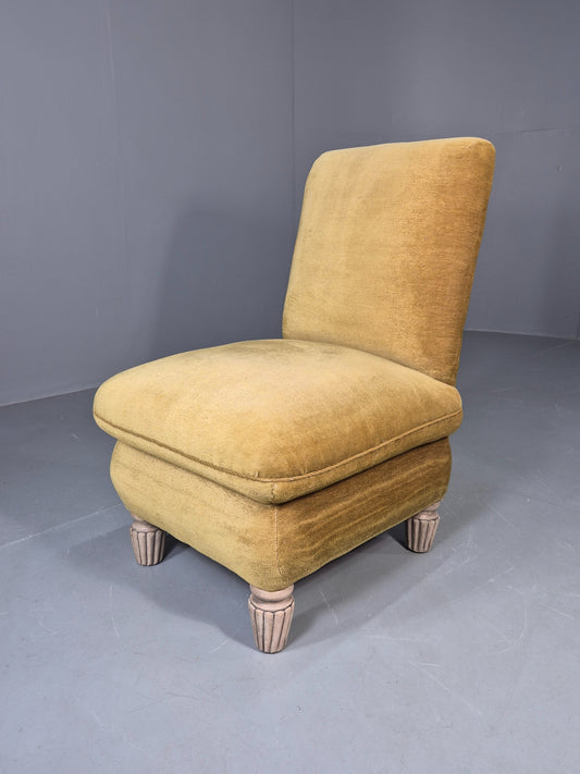 Vintage Danish Cocktail Chair 1930s Gold Velour on Fluted Legs  EB12680