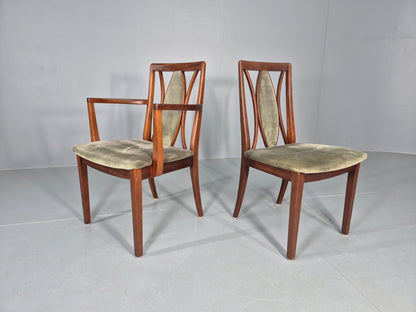 6 Vintage G Plan Teak Dining Chairs X Frame Green Seats 1970s Retro EB12260