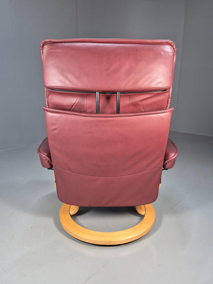 Vintage Ekornes Stressless Swivel Recline Chair Leather Bentwood EB8491