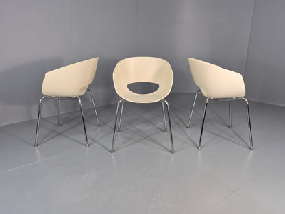 3 Vintage Orbit Chairs Moulded Plastic and Chrome Modern Design EB12131