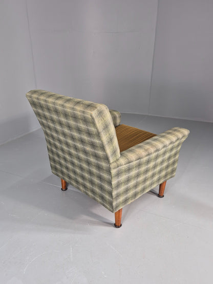 Vintage 1960s Retro Lounge Chair Green and Gold Upholstery EB11829