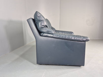 Vintage 2 Seater Leather Settee 1980s Style Dark Green Retro EB12784