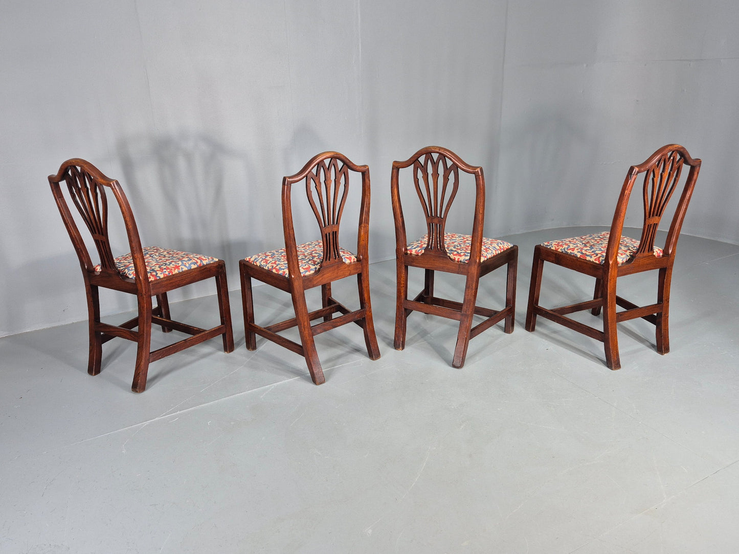 4 Antique Mahogany Dining Chairs Hepplewhite Style Georgian Hair Seat EB12583