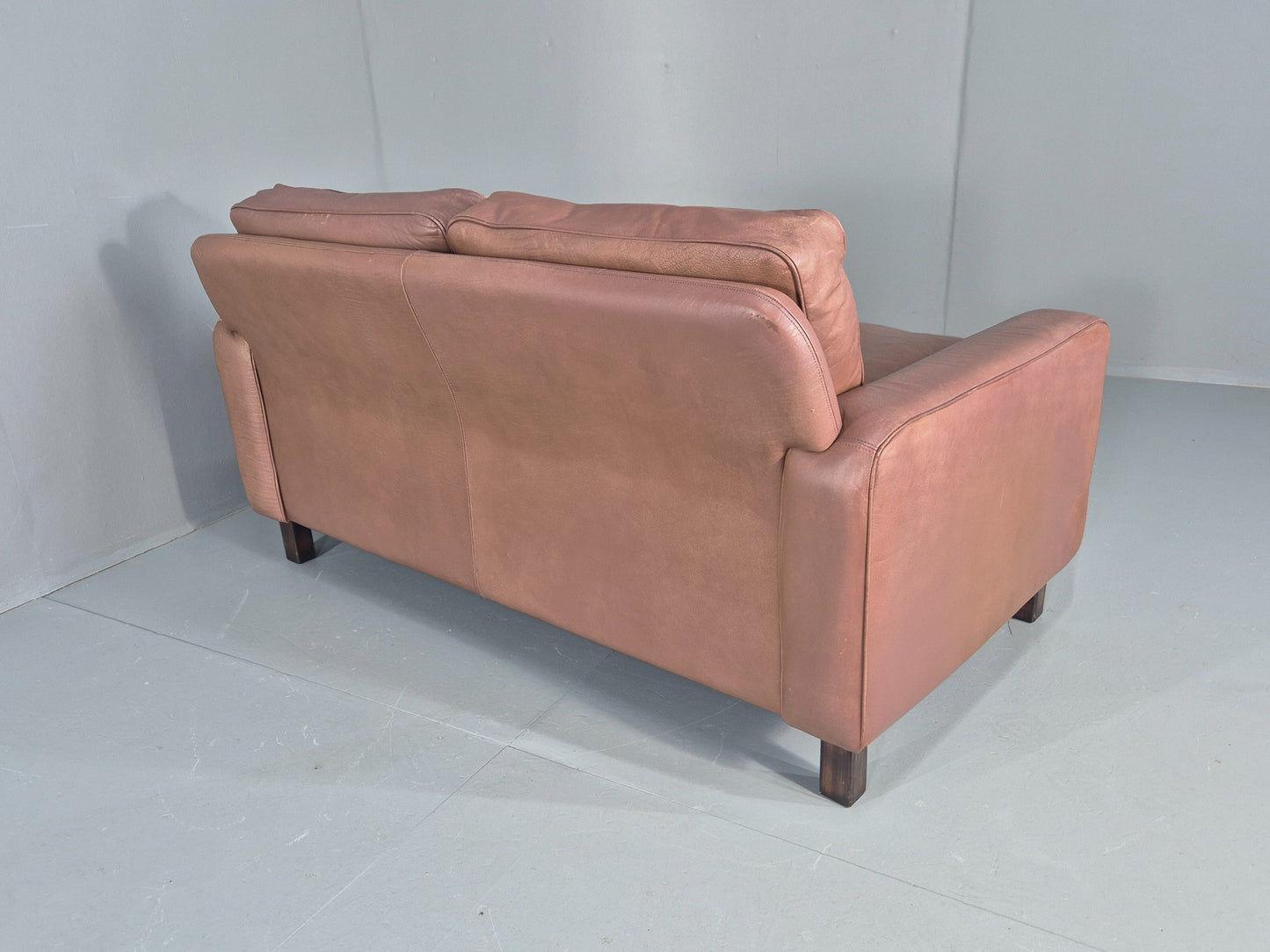 Vintage 2 Seater Leather Settee 1970s Thams Buffalo Leather Retro MCM EB12378