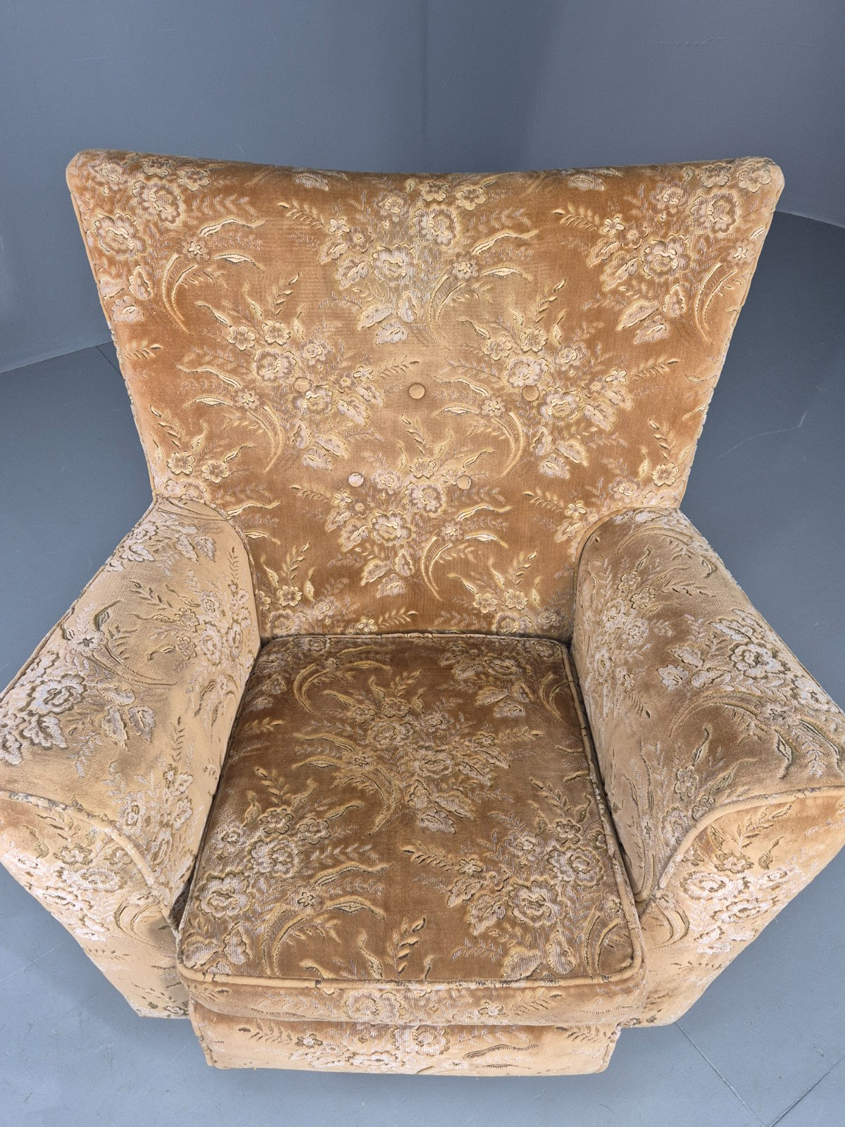 Vintage Lounge Chair 1960s Retro Minty floral wingback EB11846