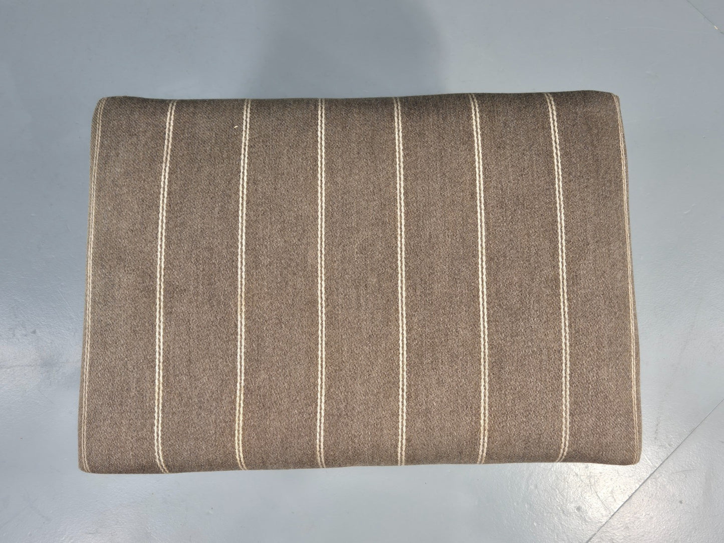 Vintage Mid Century Danish footstool  Taupe Stripe Teak Legs Retro 1960s  EB12024