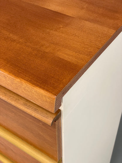 Vintage 1960s Teak Chest Of Drawers Tallboy Mid Century White Retro EB12959