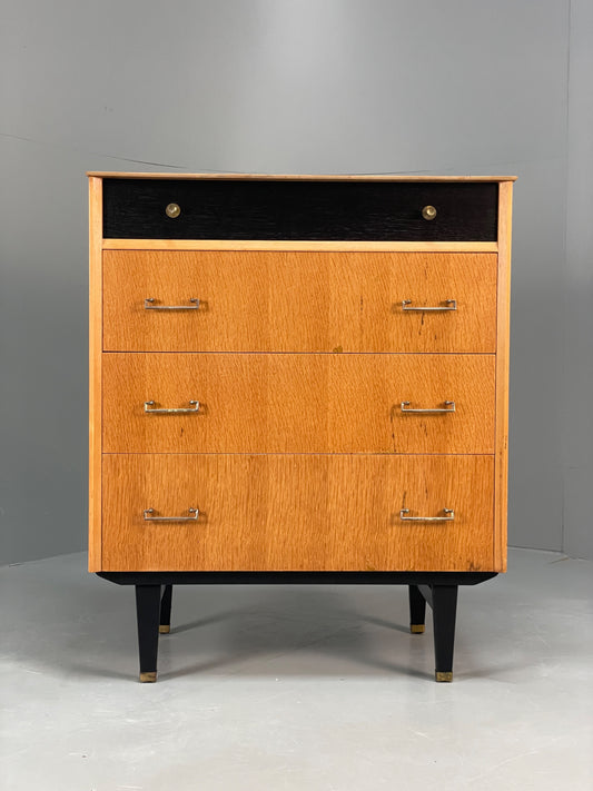 Vintage Chest Of Drawers By Limelight 1960s Oak Veneer Black Mid Century EB13119