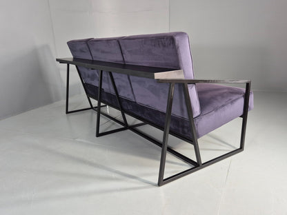 Vintage 3 Seater Sofa Modern Design Orange Box Lossit Purple Velvet  EB12801