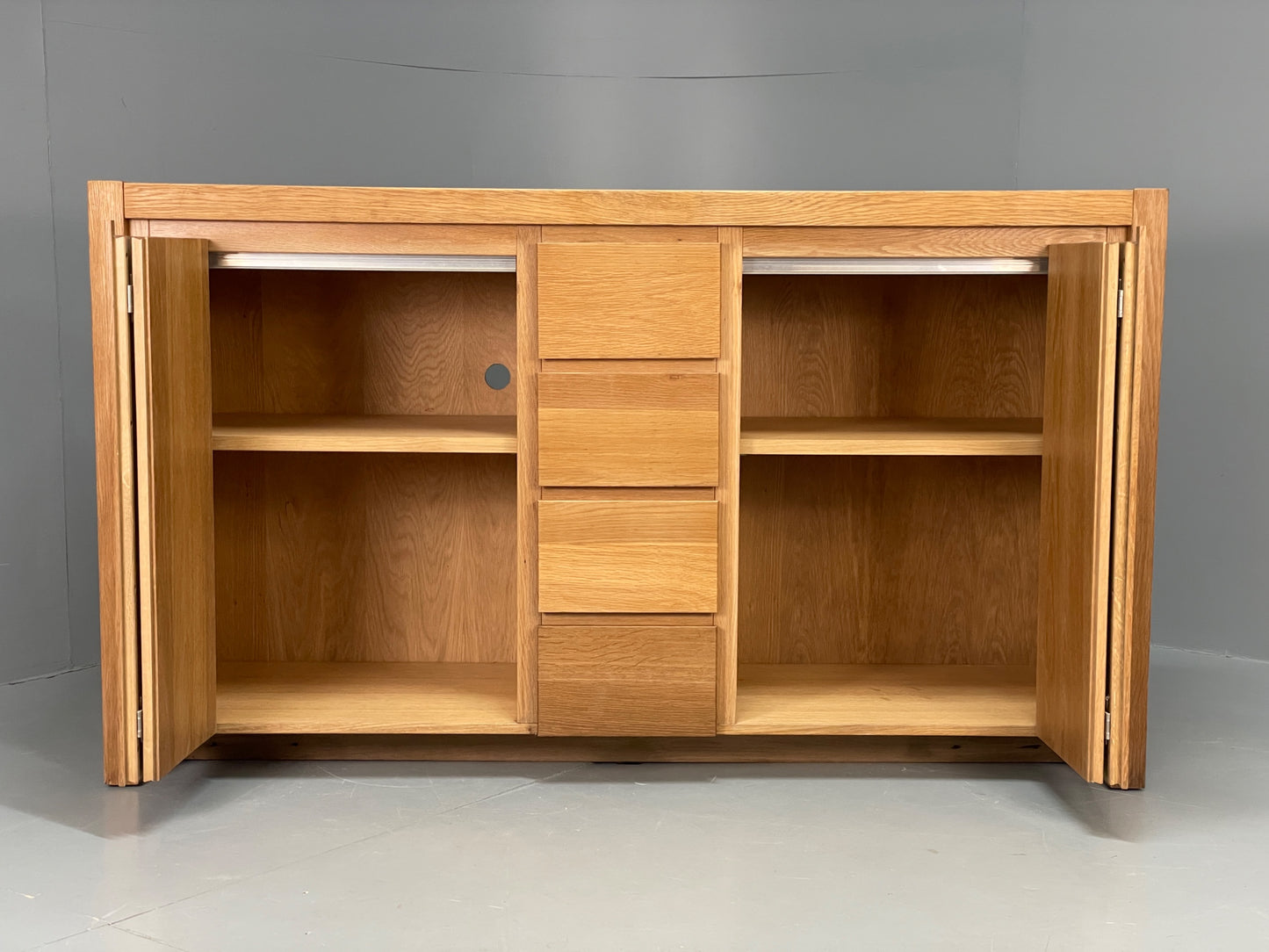 Contemporary Oak Sideboard Solid Doors Drawers Bi-fold Golden EB12287