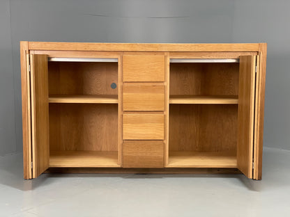 Contemporary Oak Sideboard Solid Doors Drawers Bi-fold Golden EB12287