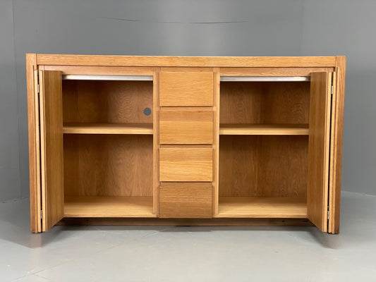 Contemporary Oak Sideboard Solid Doors Drawers Bi-fold Golden EB12287