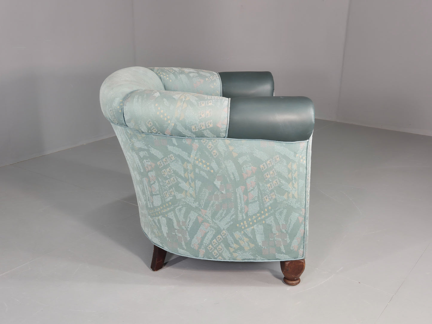 Vintage Art Deco Tub Barrel Chair 1980s Make Over Turquoise Retro EB12714