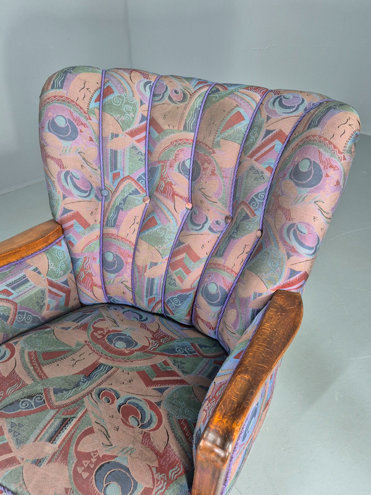 Vintage Danish Art Deco Armchair with 1980s Purple Makeover Retro MCM EB12763