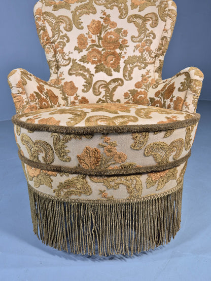 Danish 1970s Rococo Revival Bedroom Chair Gold Velour Moquette Retro EB12741