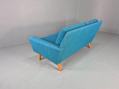 Vintage Mid Century 2 Seater Sofa Swedish 1960s Original Blue Wool Retro EB11079