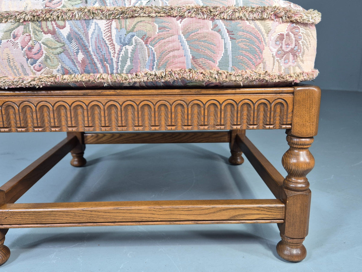 Vintage Ercol Cloisters Range Footstool Floral Cotton Upholstery EB12918