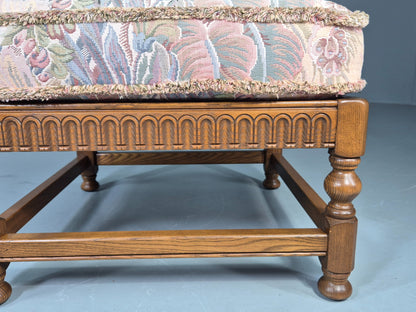 Vintage Ercol Cloisters Range Footstool Floral Cotton Upholstery EB12918