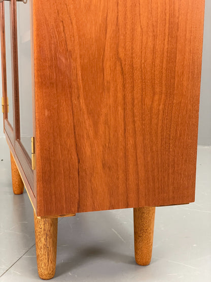 Vintage 1960s Teak Bookcase Glazed Retro Shelving Adjustable Mid Century EB11975