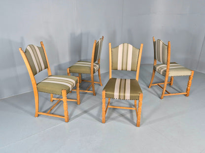 4 Vintage Henning Kjaernulf Dining Chairs Oak Frame 1970s Retro  EB12127