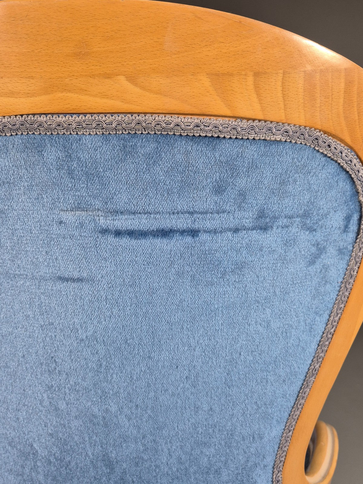 Vintage Saloon Suite Armless Chair Blue Velvet Modern Antique Style EB07876