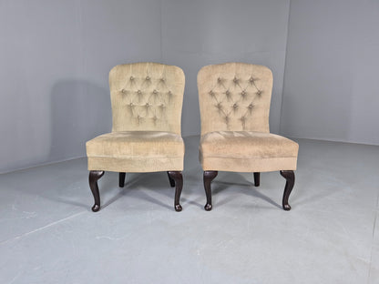 2 Vintage Cocktail Chairs Cabriole Leg light Green Retro EB13133