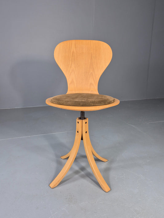 Vintage Plywood Office Chair 1970s Danish Kvetny and Sonner Prototype EB13043